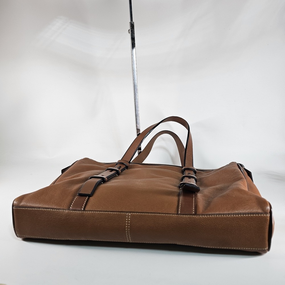 TUMI Business Bag 68917TN MISSION HARRISON Tan Leather Laptop Case Career Brown - Picture 8 of 16